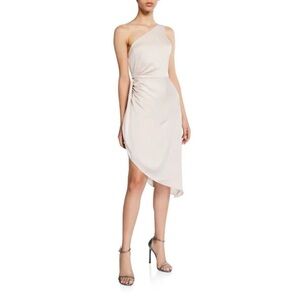 Ramy Brook Dress Kathleen One-Shoulder Asymmetric Oyster Nude 4 NWT New